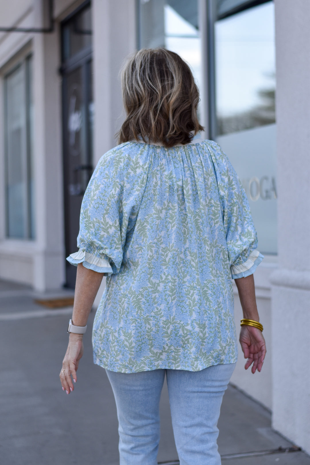 Soft Garden Stripe Trim Top