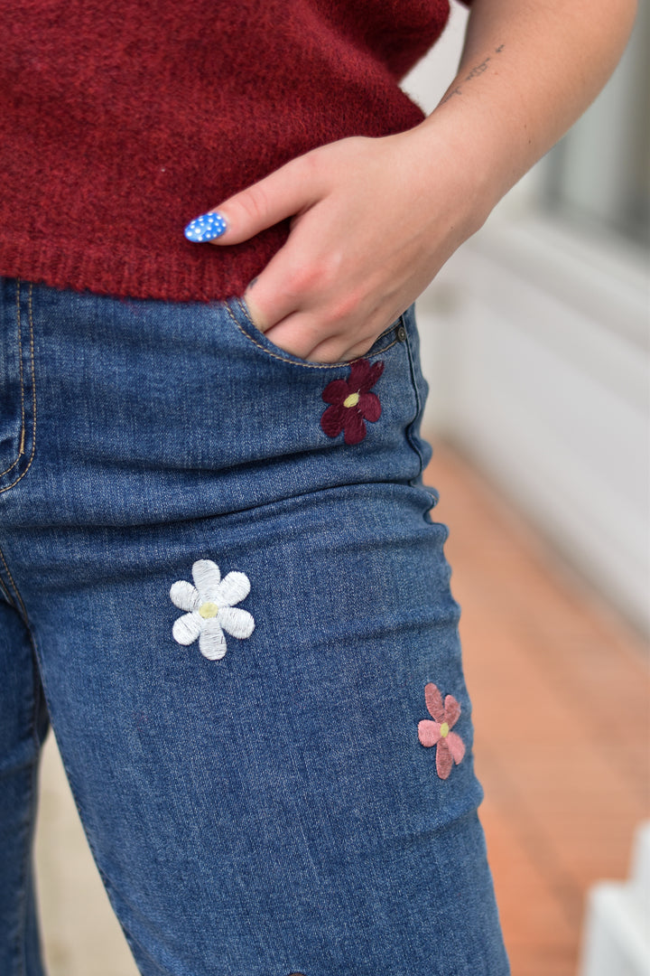 Charlie B Floral Wide Leg Jeans