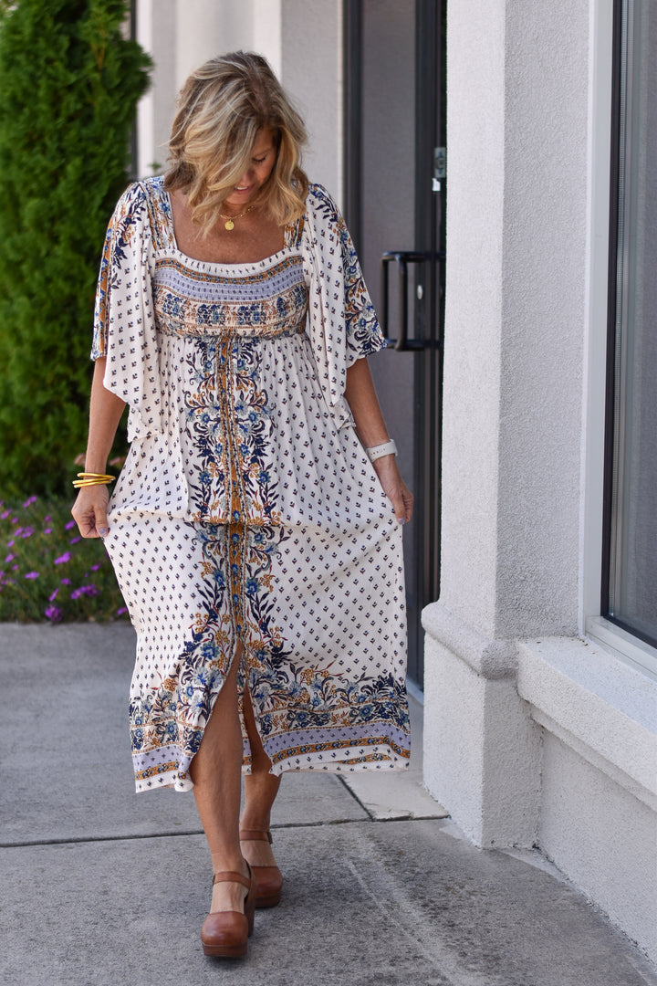Boheme Border Midi Dress