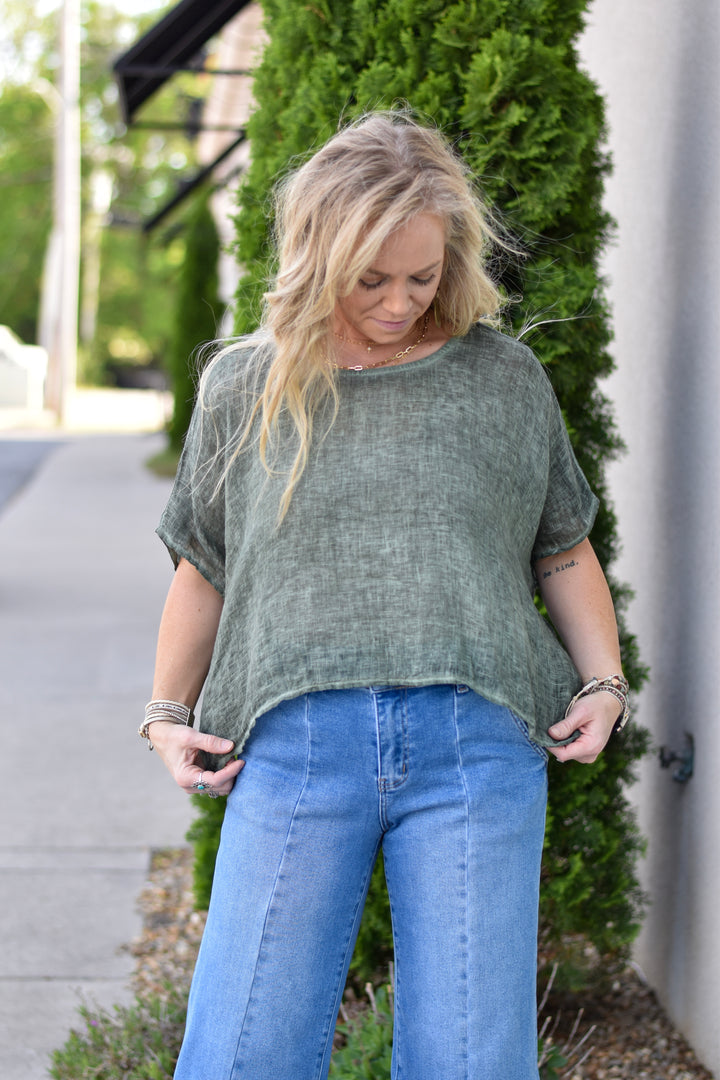 Tempo Paris Linen Poncho Top