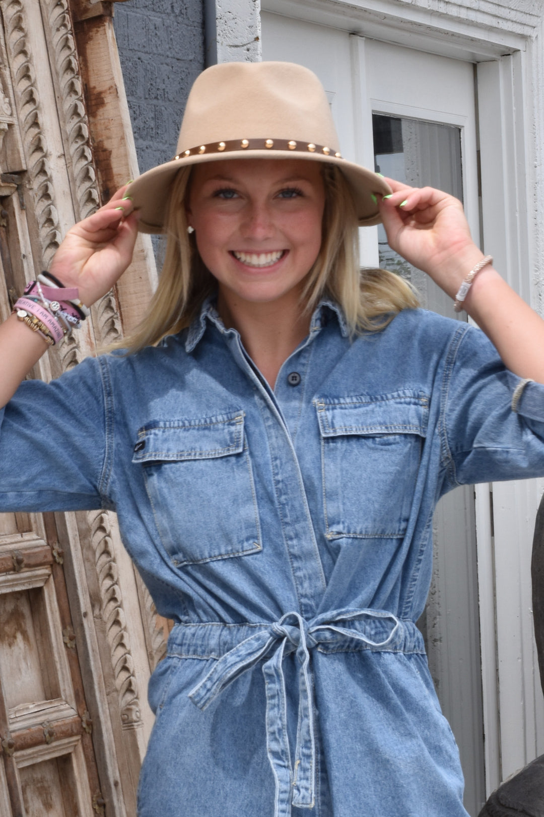 Wool Gold Studded Fedora