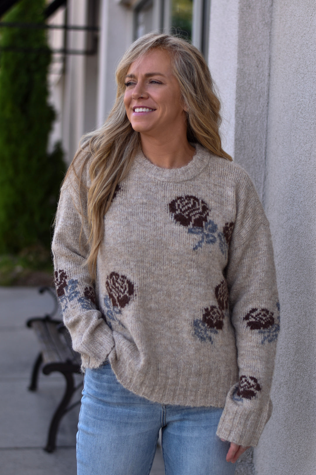 Vintage Rose Floral Sweater