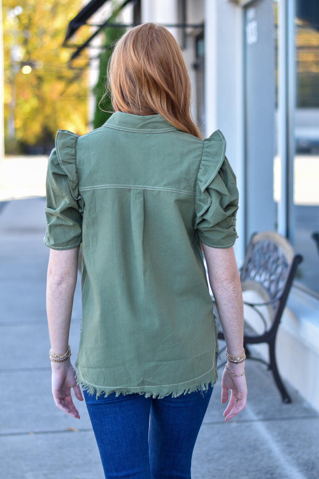 Ruffle Haven Button-Up Shirt