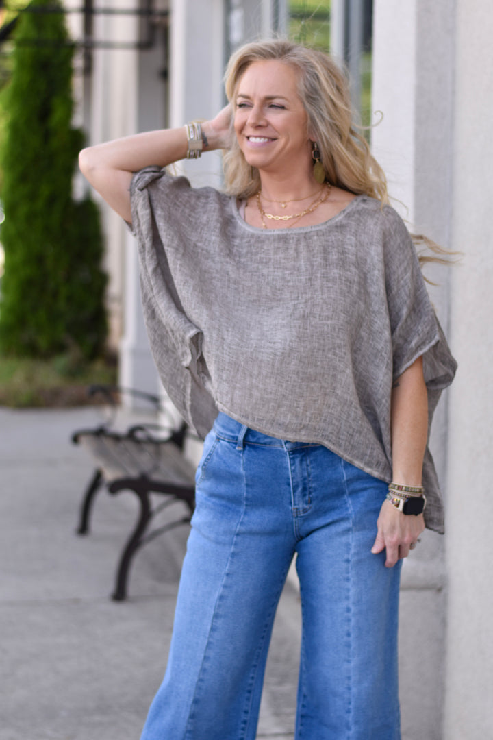 Tempo Paris Linen Poncho Top