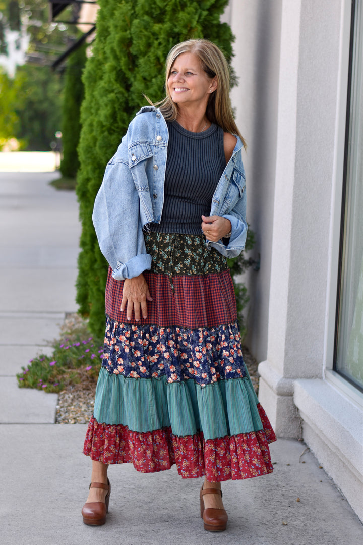 Hippie Soul Patchwork Maxi Skirt