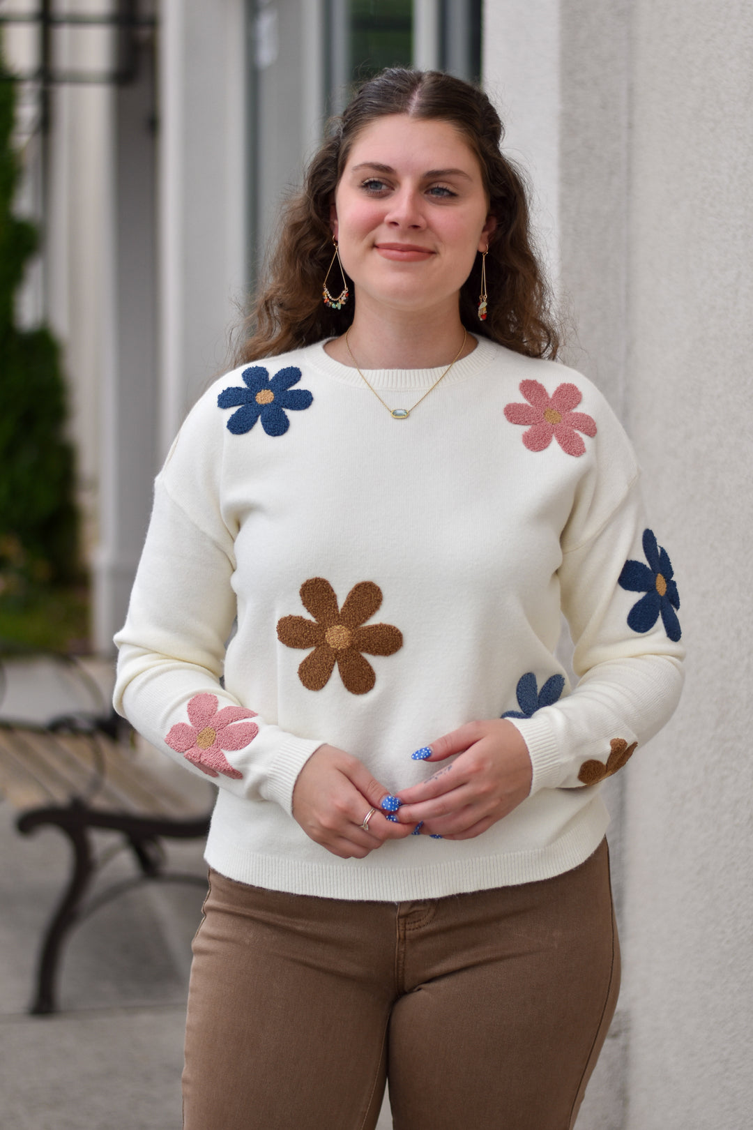 Plush Boucle Floral Sweater