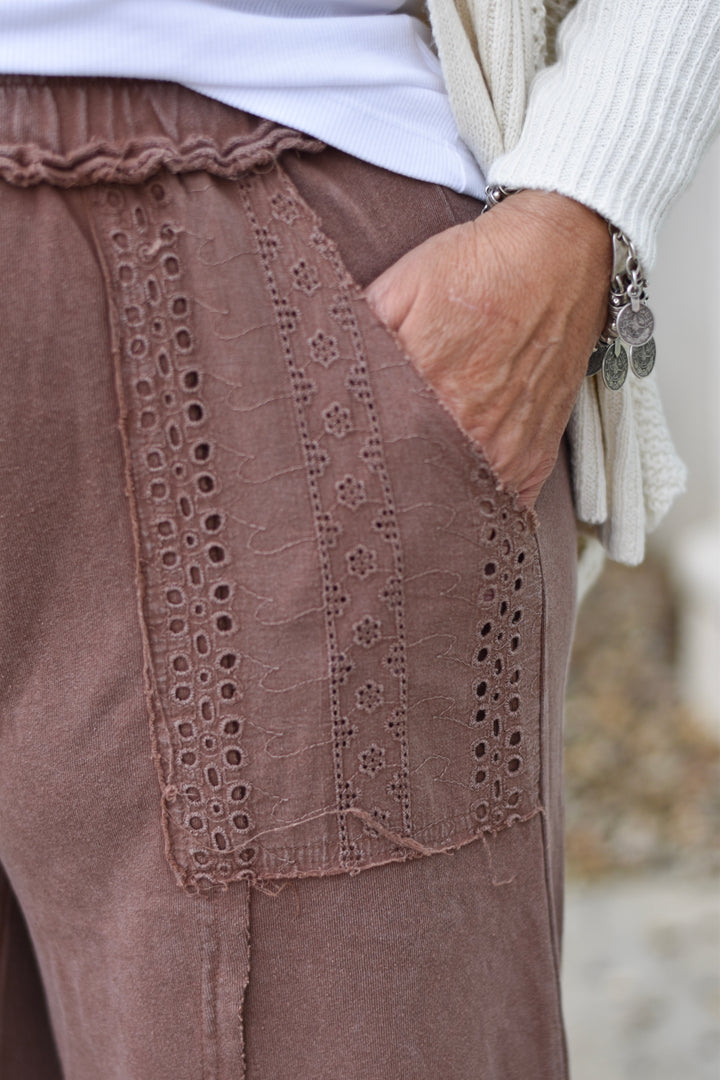 Easel's Fireside Lace Mix Washed Pants