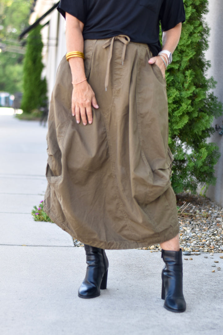 Easel Parachute Maxi Cargo Skirt