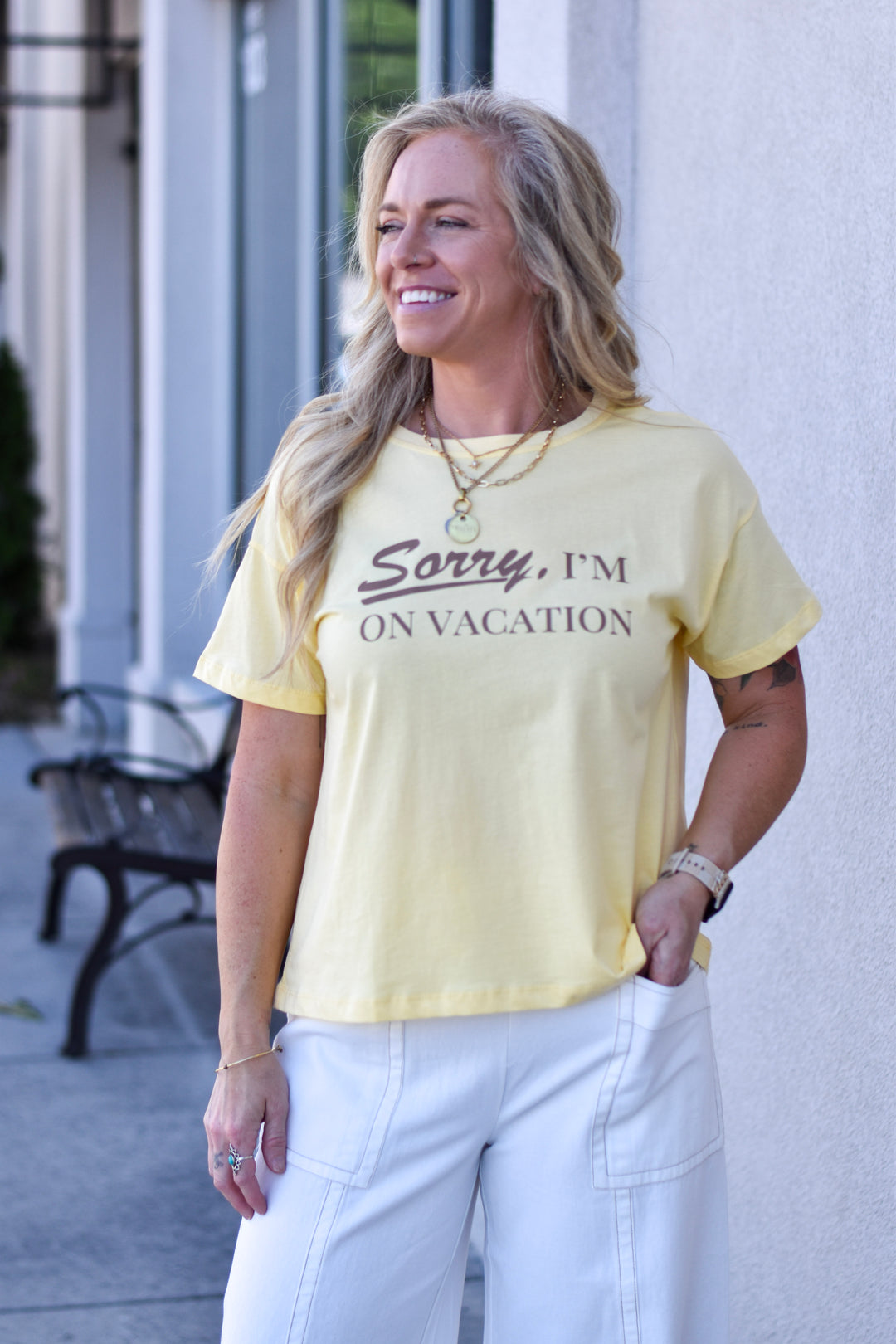 Sorry, I'm On Vacation' Knit Tee