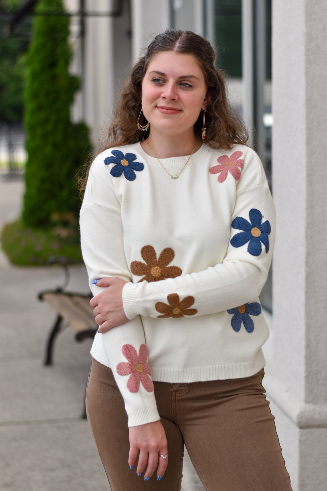 Plush Boucle Floral Sweater