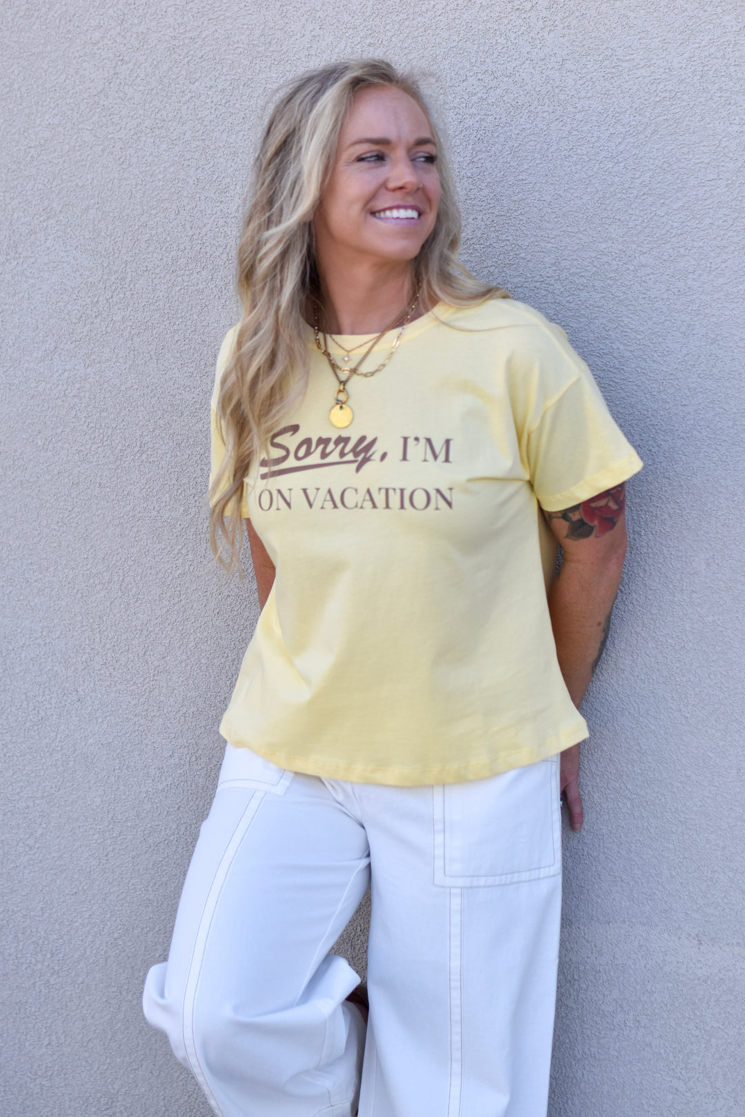 Sorry, I'm On Vacation' Knit Tee