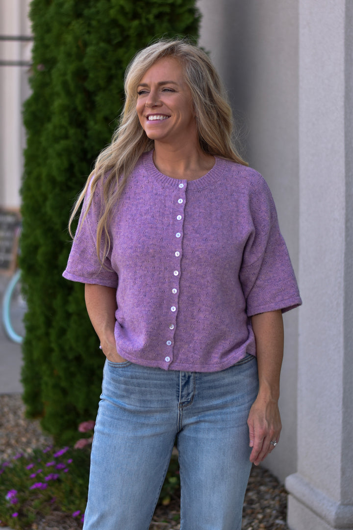 Anika Pointelle Short Sleeve Cardigan
