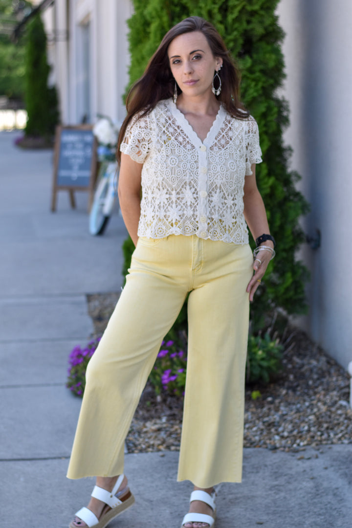 Sunny Side Crop Wide Leg Jeans