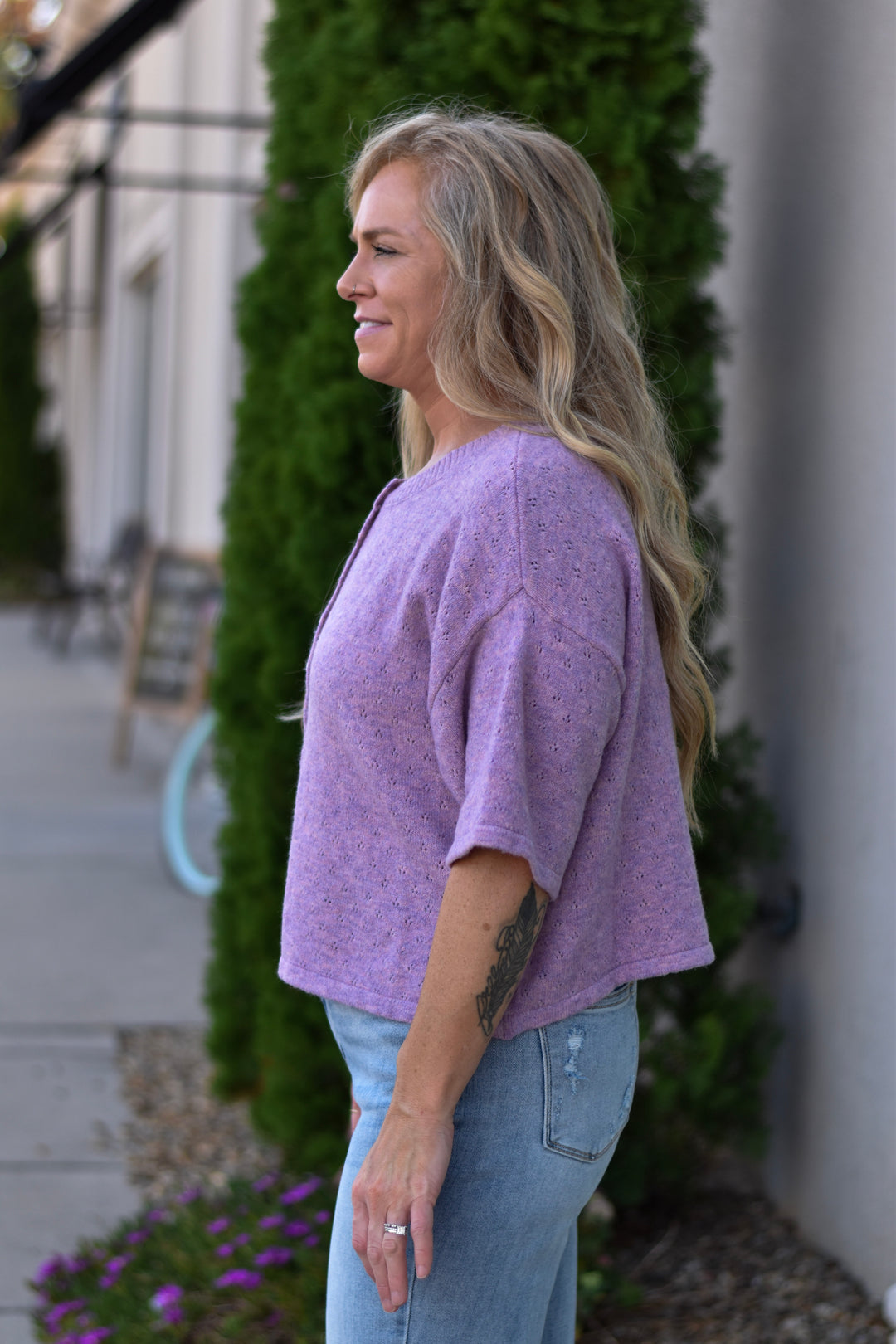 Anika Pointelle Short Sleeve Cardigan