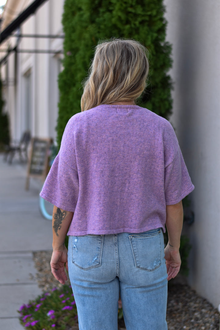 Anika Pointelle Short Sleeve Cardigan
