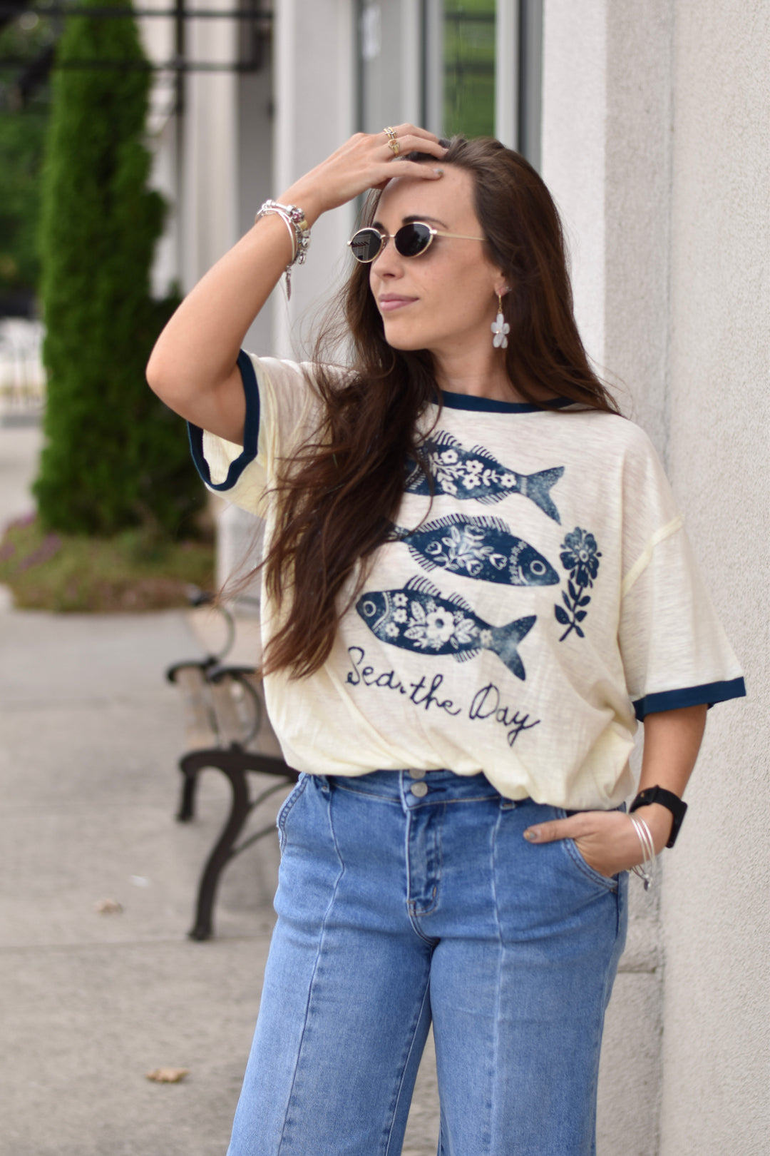 Natural Life Sea's Ringer Oversized Tee Shirt