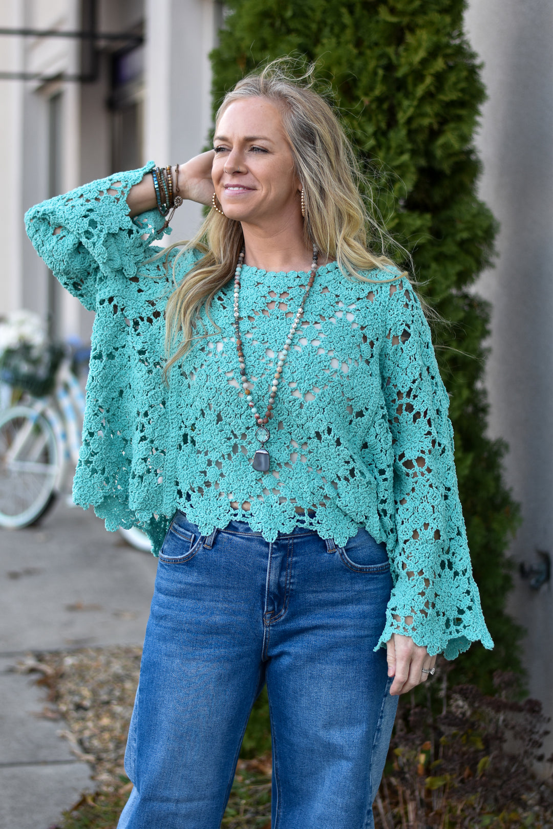 Teal Whisper Chenille Top