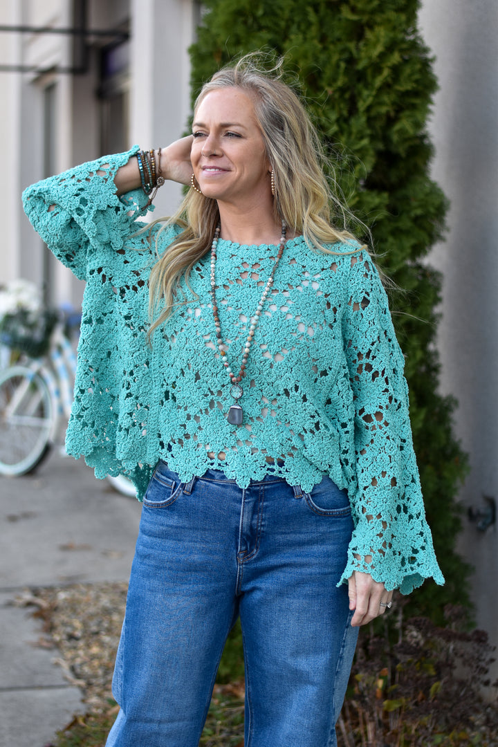 Teal Whisper Chenille Top