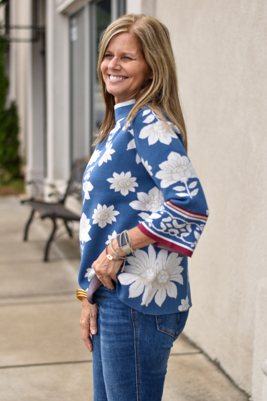 Fate Floral Border Jacquard Sweater