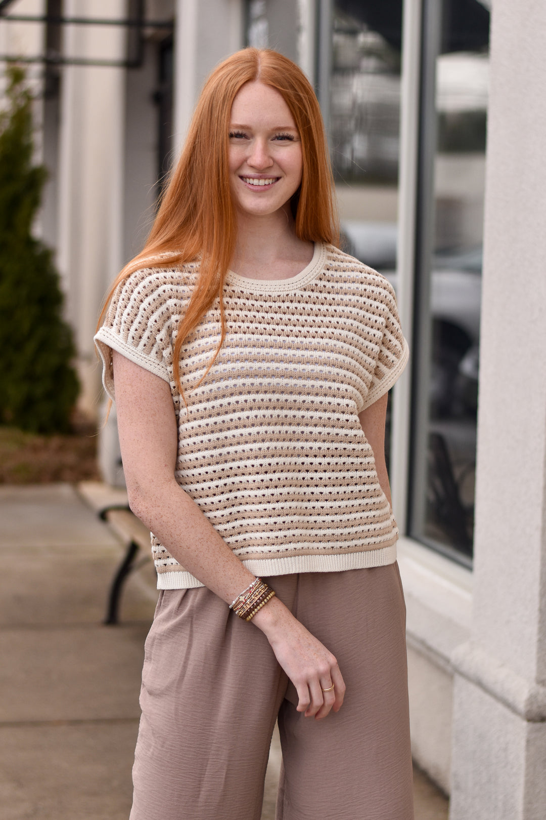 Sunny Days Crochet Stripe Top