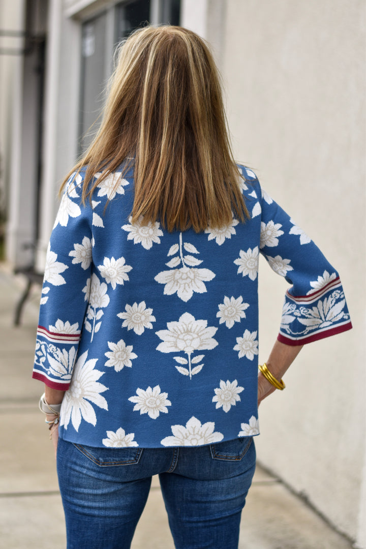 Fate Floral Border Jacquard Sweater