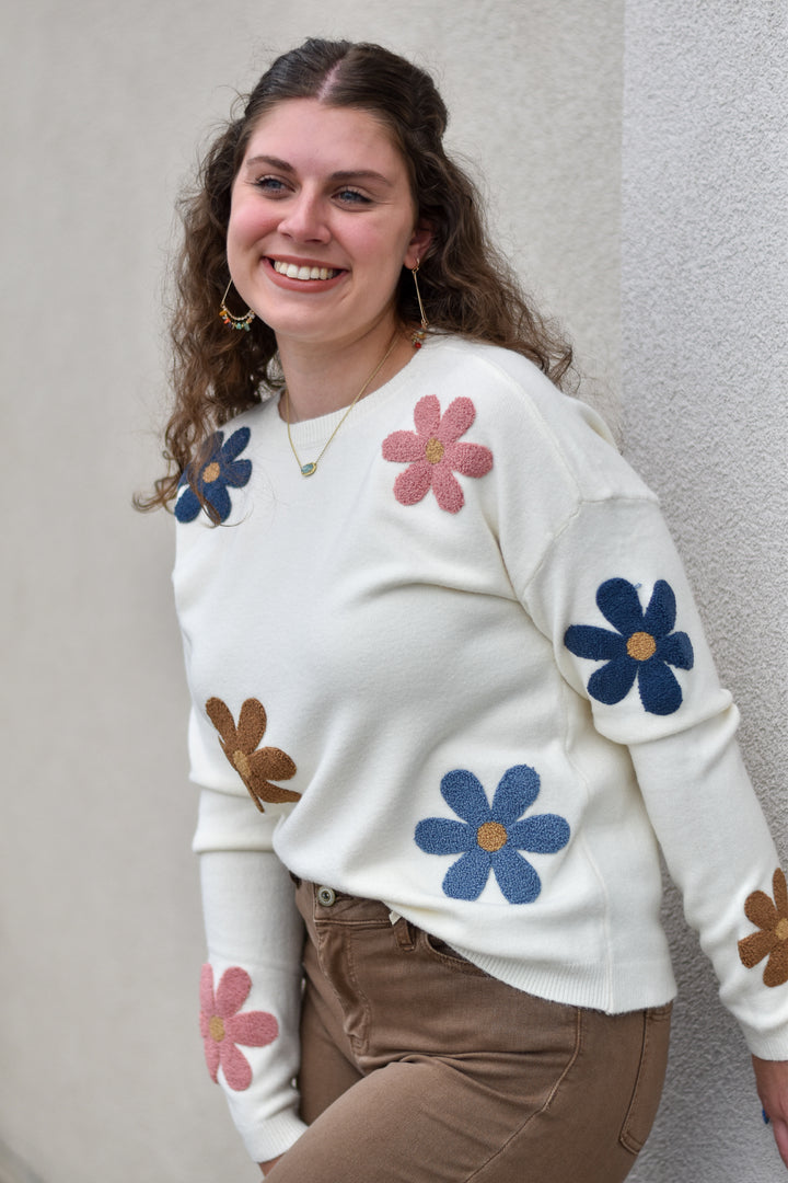 Plush Boucle Floral Sweater