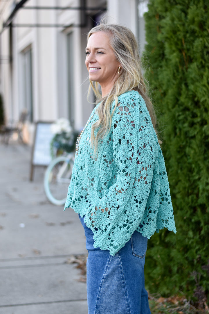 Teal Whisper Chenille Top