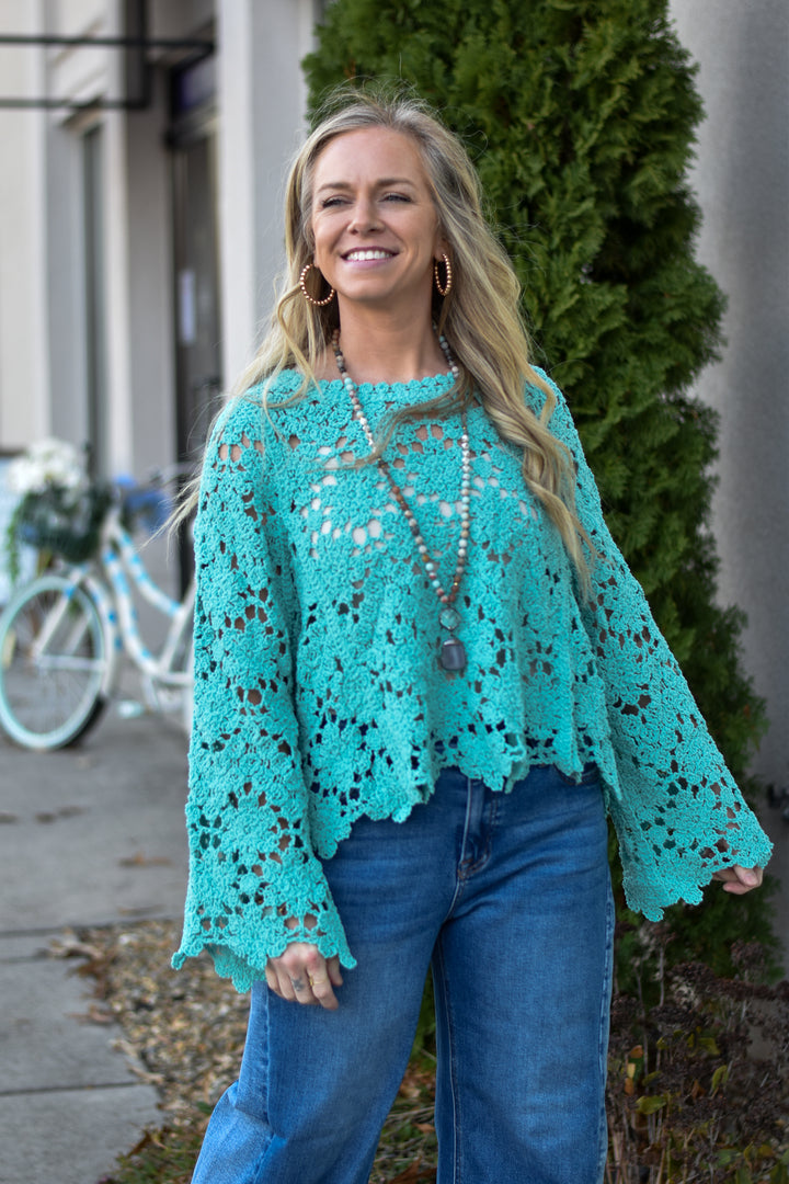 Teal Whisper Chenille Top