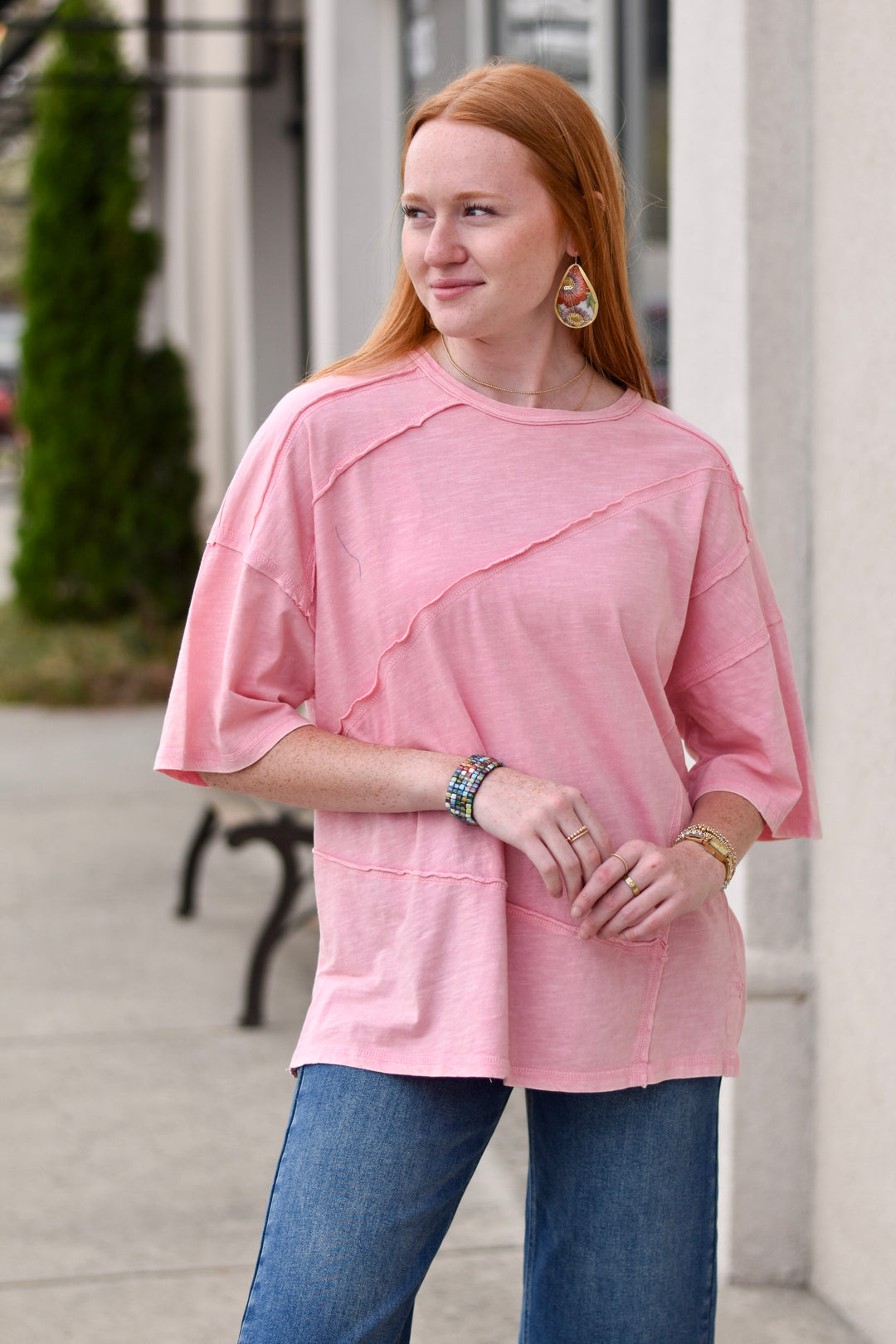 Easel's Blush Drift Cotton Slub Top