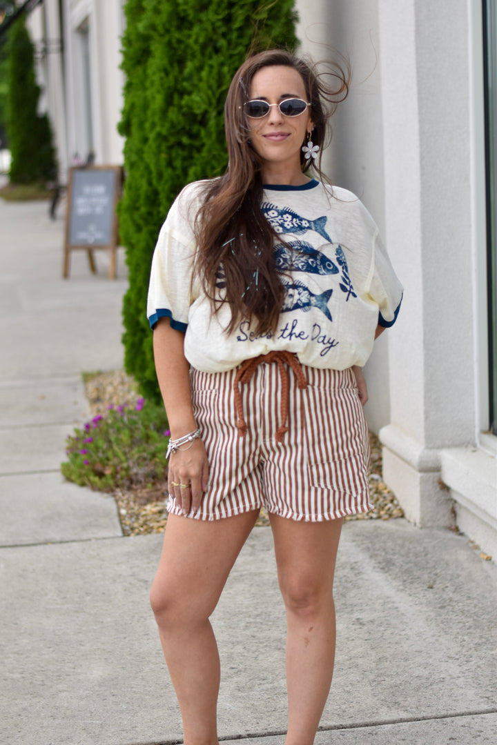 Natural Life Sea's Ringer Oversized Tee Shirt