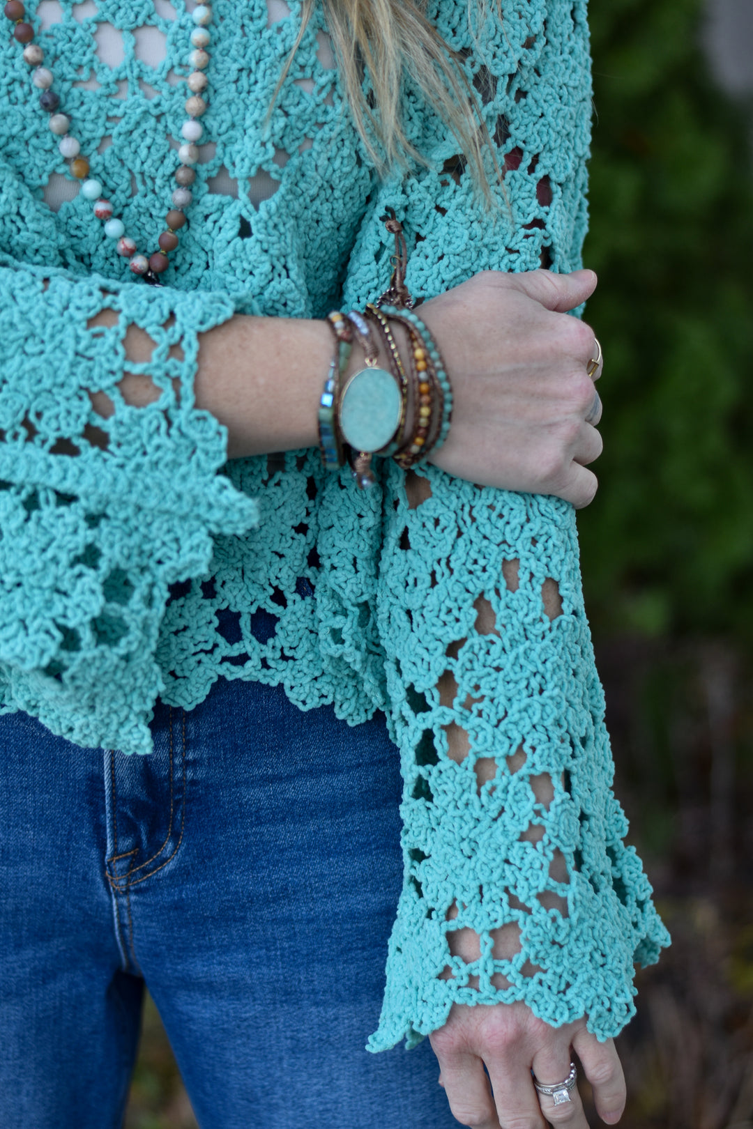 Teal Whisper Chenille Top