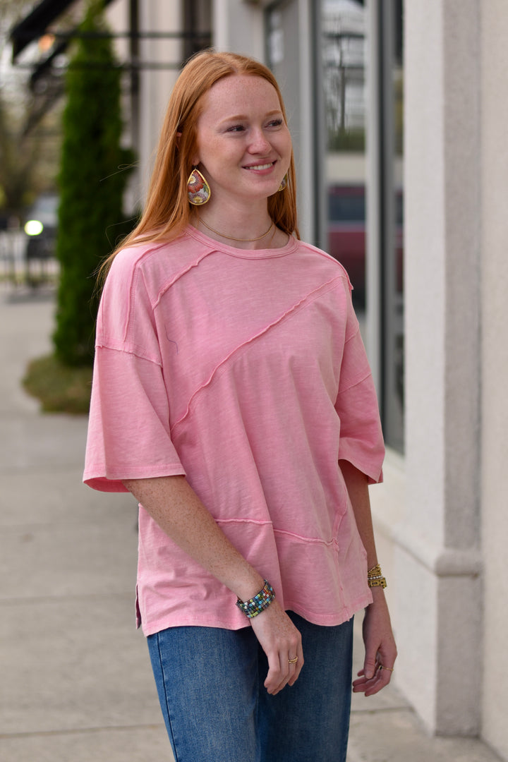 Easel's Blush Drift Cotton Slub Top