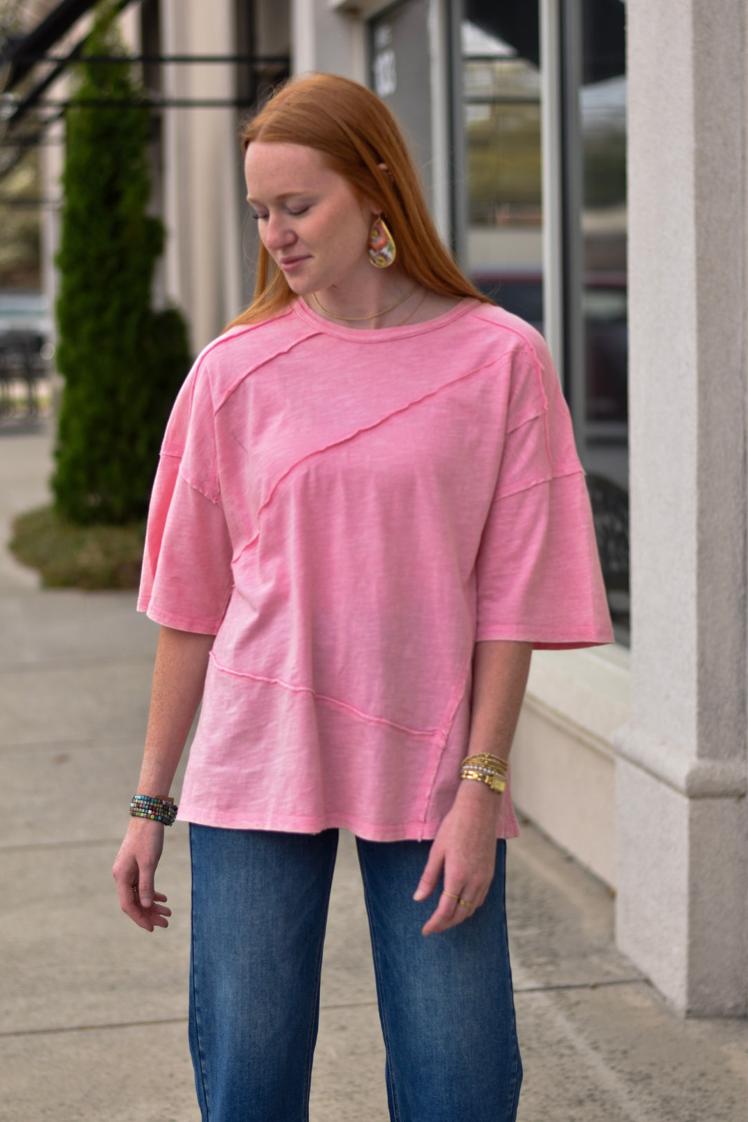 Easel's Blush Drift Cotton Slub Top