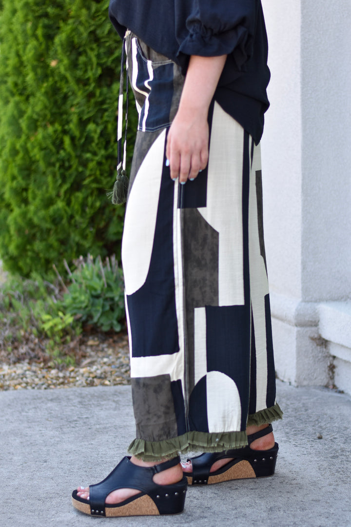 Geo Tassel Ruffle Pants