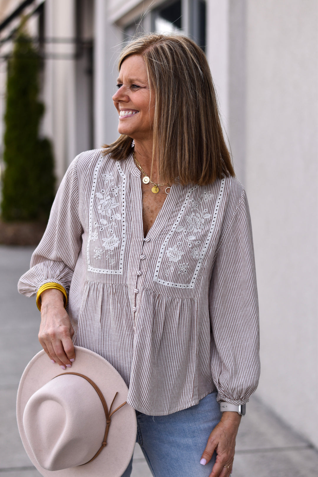 Mocha Muse Embroidered Blouse