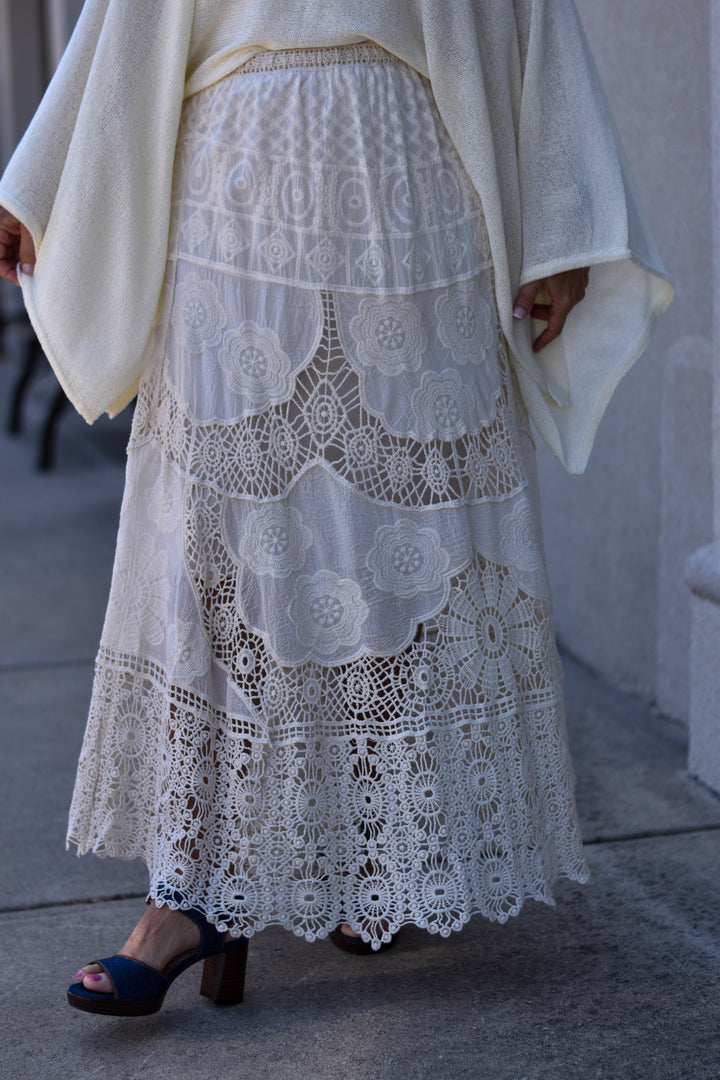 Boho Sheer Lace Maxi Skirt