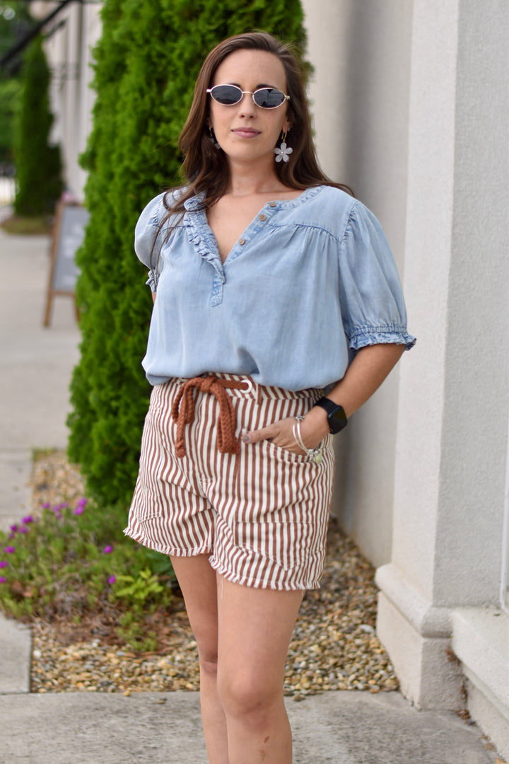 Mineral Wash Rope Belt Shorts