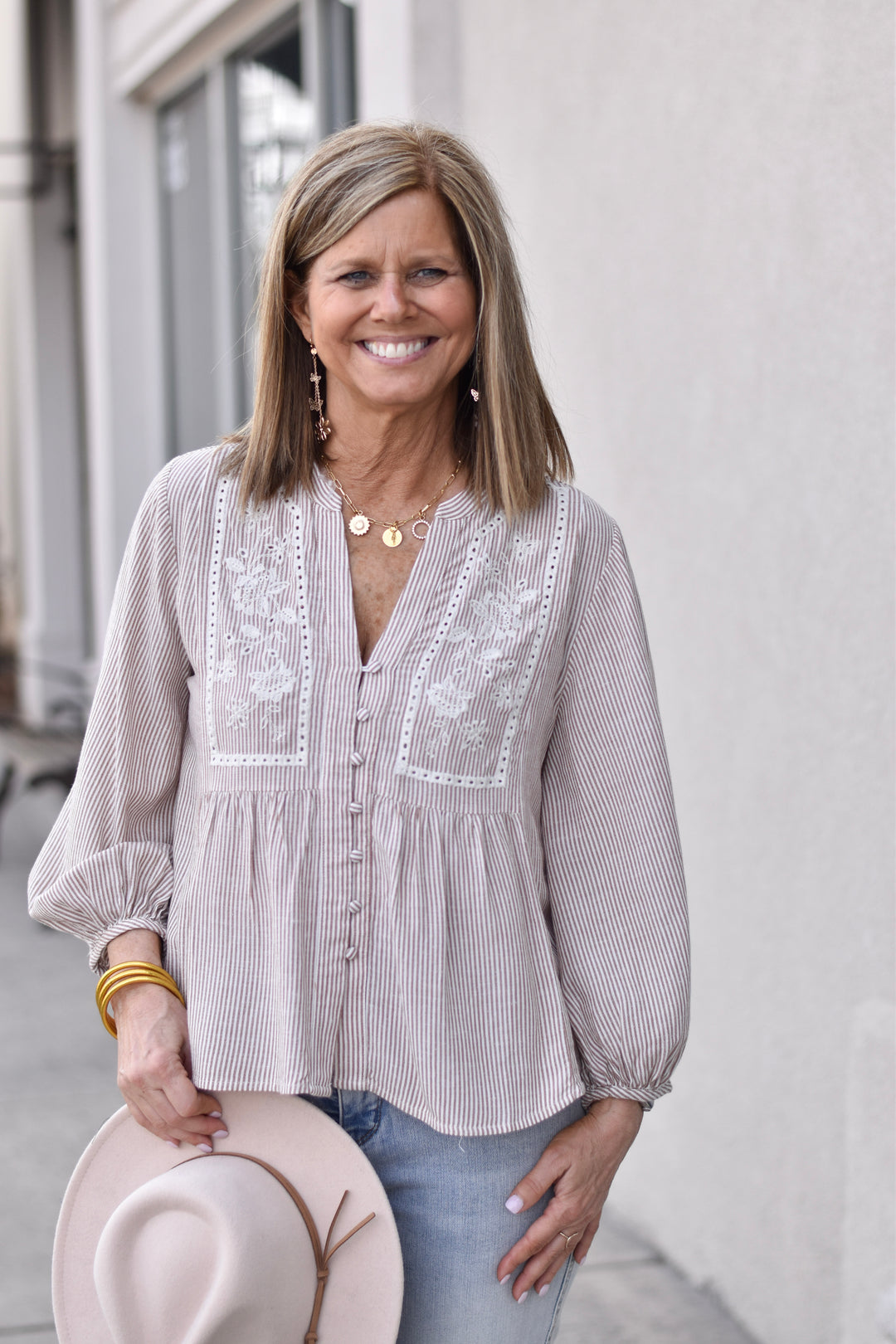Mocha Muse Embroidered Blouse
