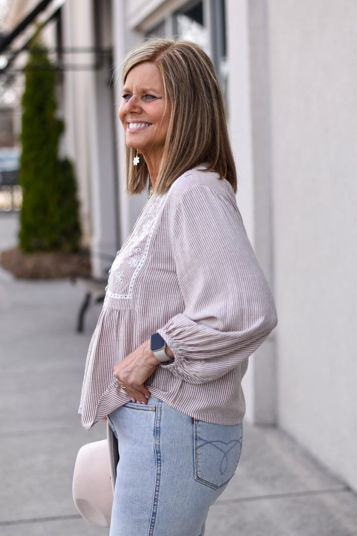 Mocha Muse Embroidered Blouse