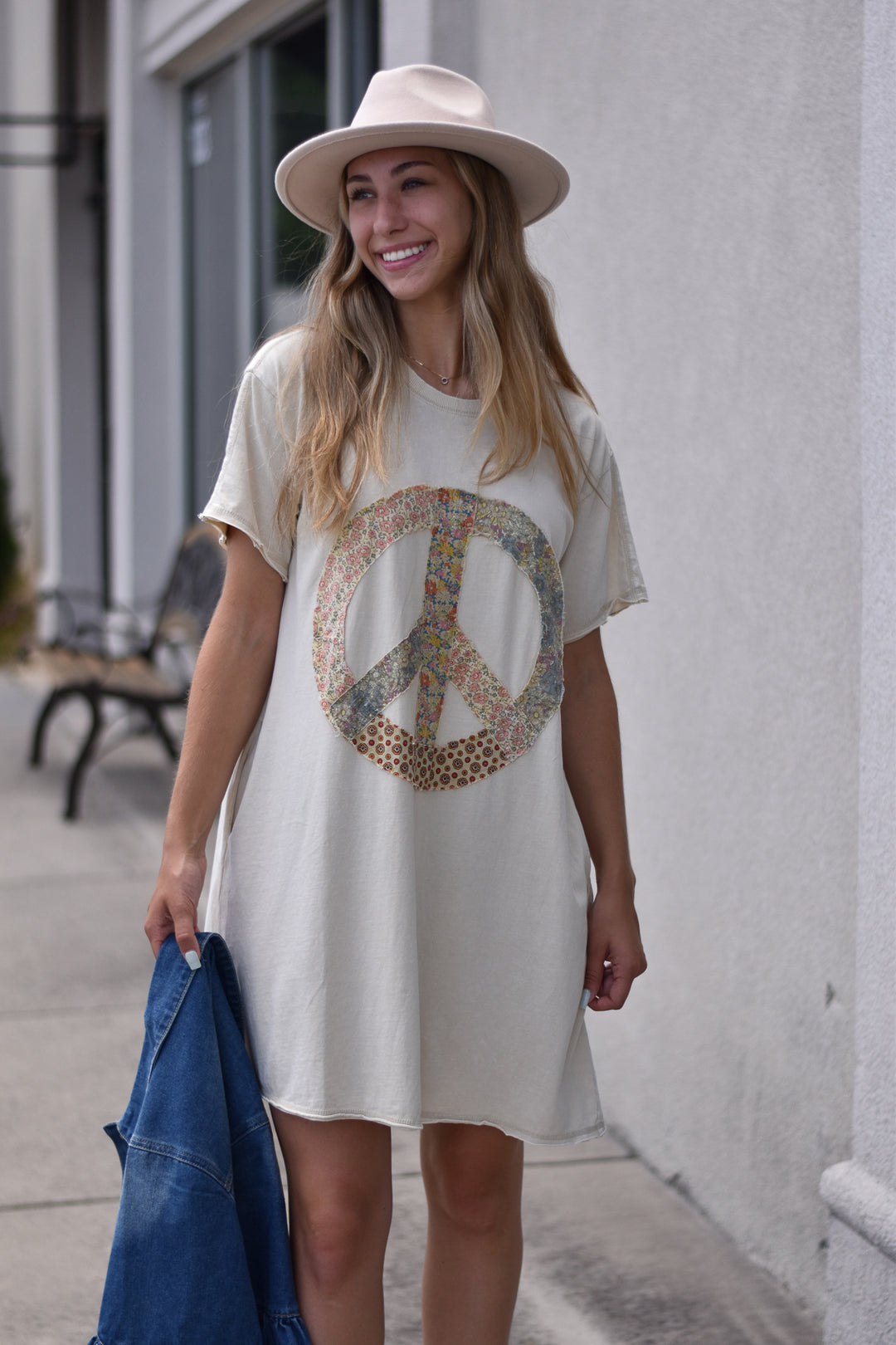 Peace Washed Cotton T-Shirt Dress