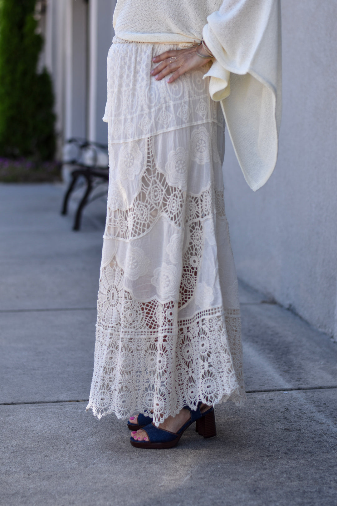 Boho Sheer Lace Maxi Skirt