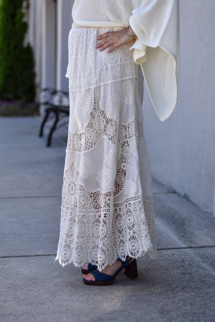 Boho Sheer Lace Maxi Skirt