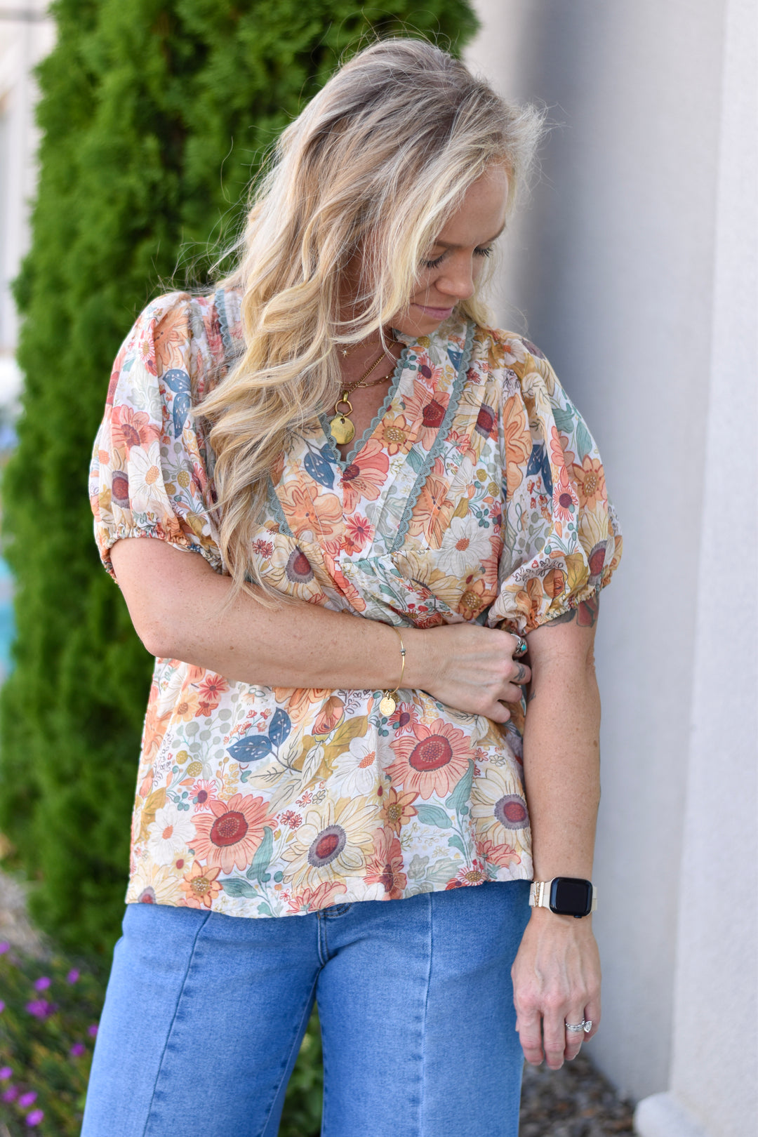 Umgee Honey Blossom Floral Blouse
