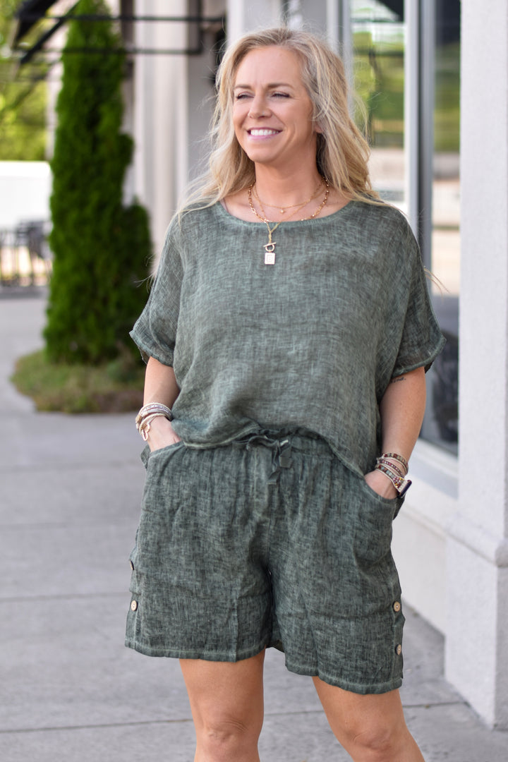 Tempo Paris Linen Poncho Top