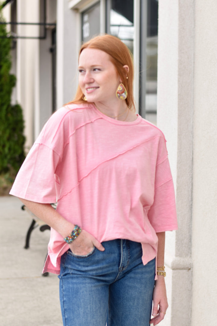 Easel's Blush Drift Cotton Slub Top