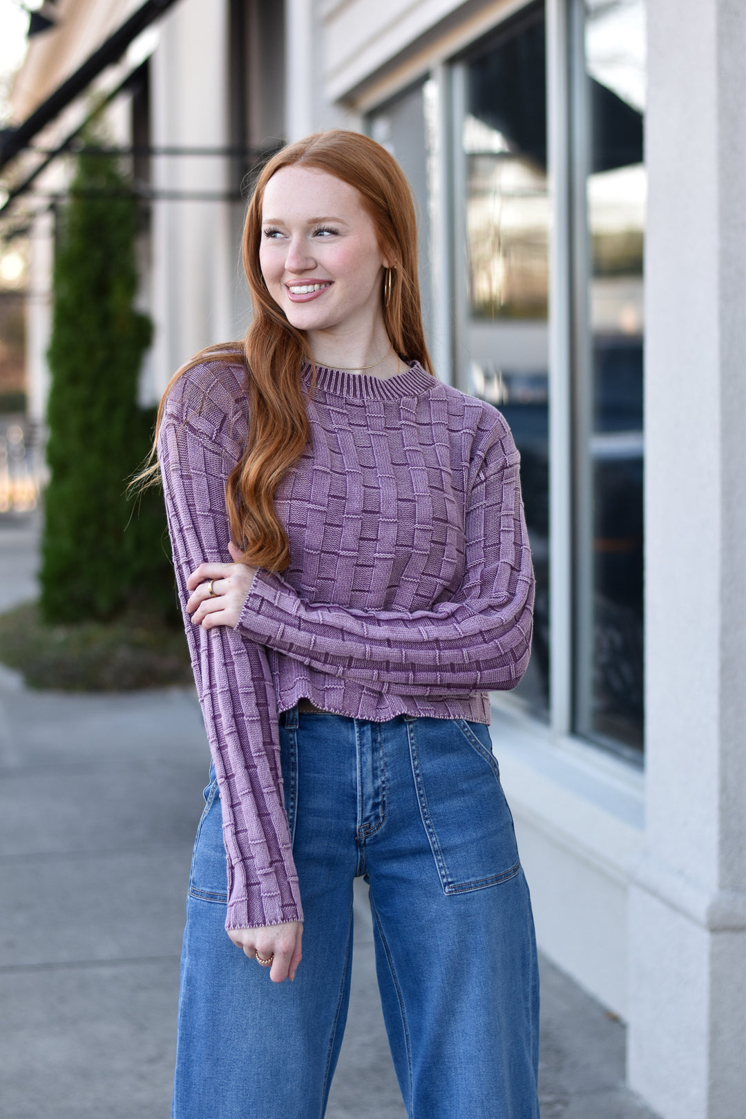 Textured Crop Sweater