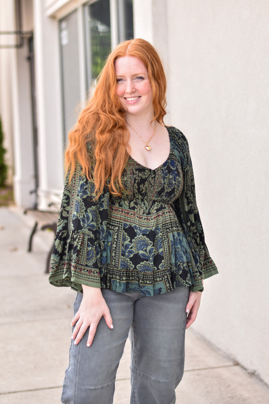 Midnight Boho Bell Sleeve Top