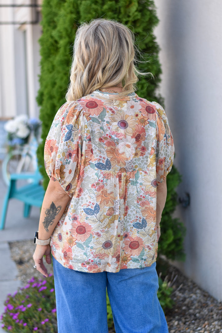 Umgee Honey Blossom Floral Blouse