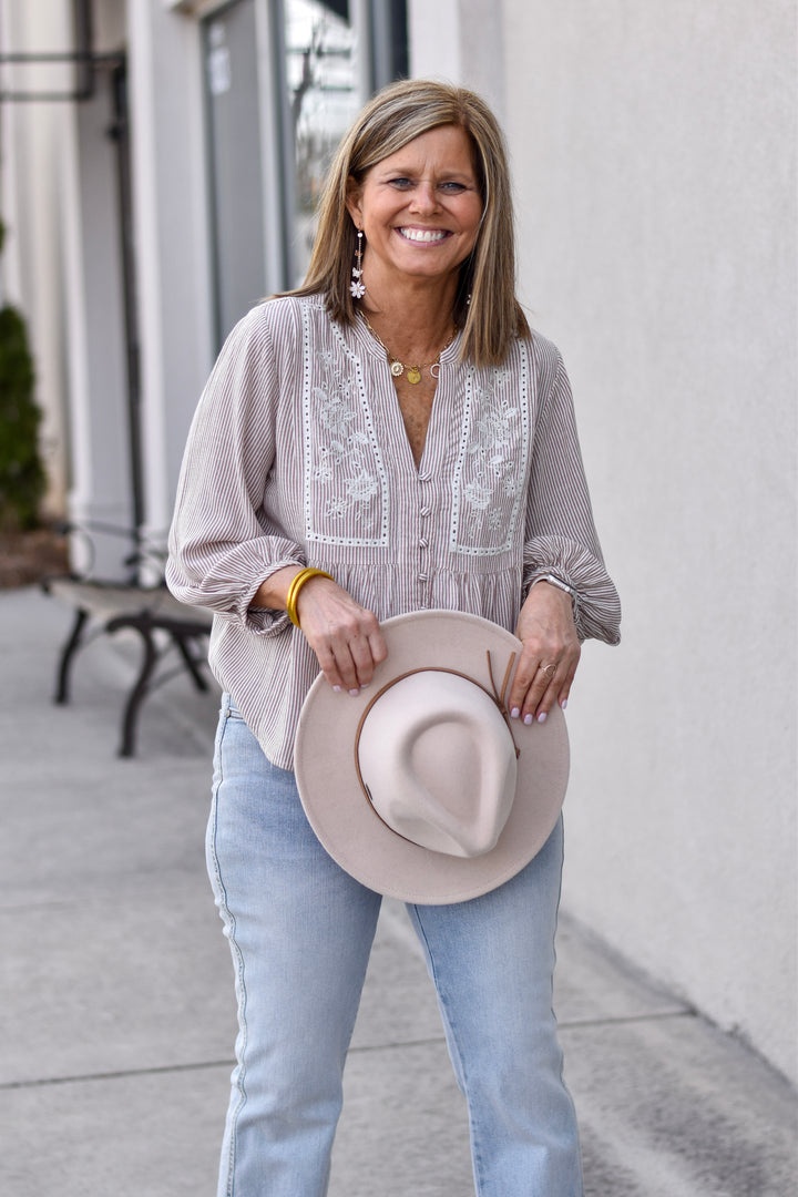 Mocha Muse Embroidered Blouse