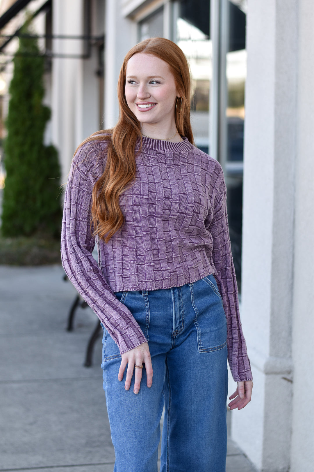 Textured Crop Sweater